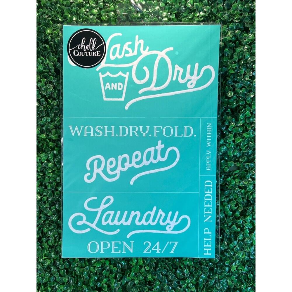 New Chalk Couture “Wash And Dry” Retired, Size C Laundry Room Crafting Gift